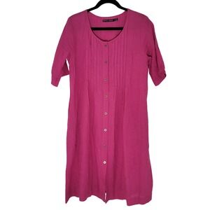 Gudrun Sjoden NWOT Seraj Woven‎ Dress in Linen Button Front Midi Pink Begonia XS